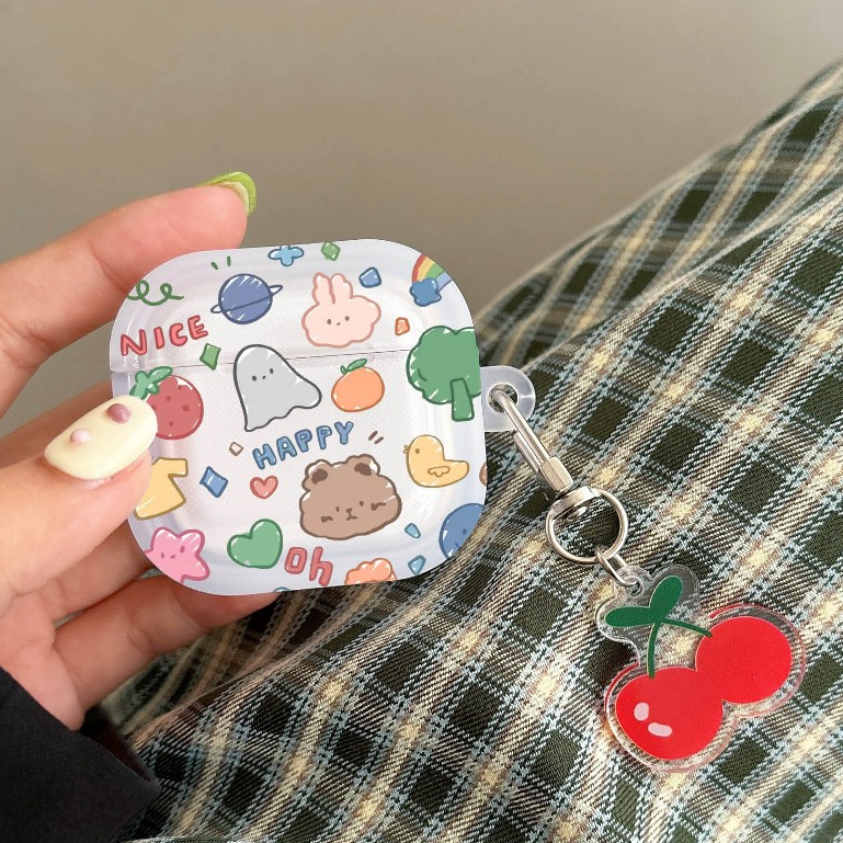 💖จัดส่งภายใน24ชั่วโมง💖เคส Airpods 4 3 2 1 Soft Case Airpods pro แฟชั่น เชอร์รี่ โซ่แขวน การป้องกันการตก Airpod gen 3