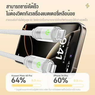 BASIKE สายชาร์จไอโฟน สายชาร์จเร็ว สายชาร์จ 60W Type-C to Type-C Cable For ip 15 แท็บเล็ต Fast Charge Cable ไฟแสดงสถานะ
