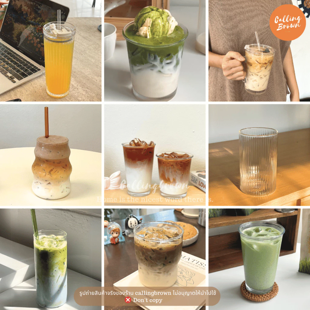 callingbrown [🍇พร้อมส่ง🍇] Home cafe แก้ว แก้วน้ำ แก้วมินิมอล แก้วทรงสูง แก้วทรงสั้น แก้วมัทฉะ มัทฉะ