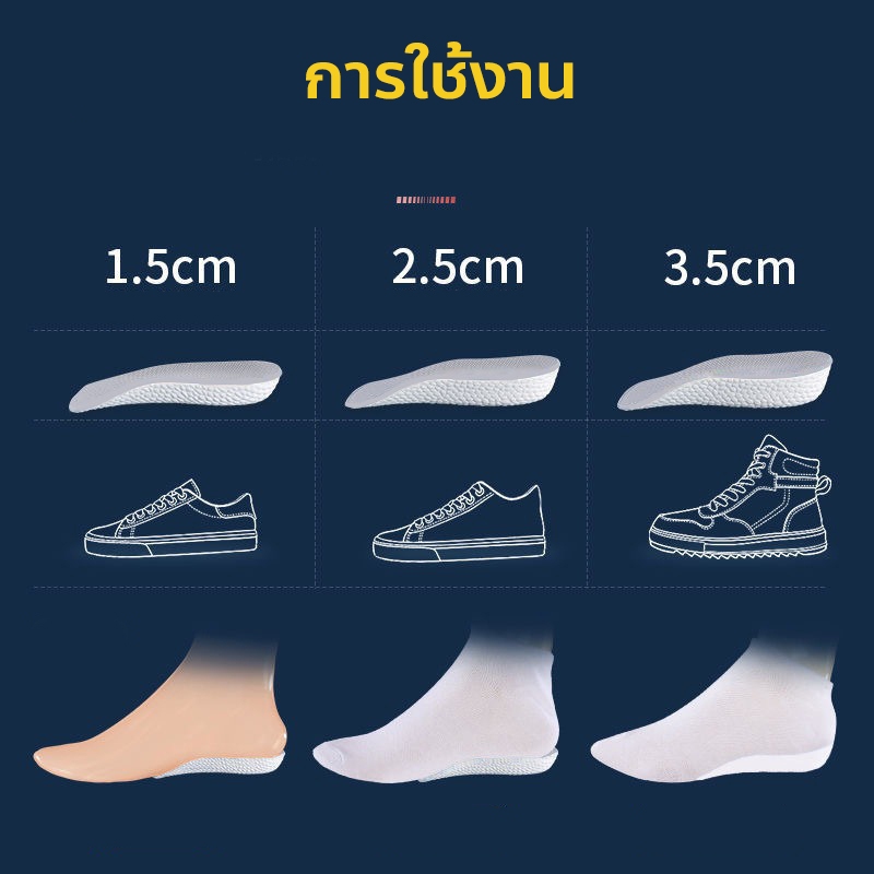 แผ่นเพิ่มความสูง แผ่นเสริมส้นเท้า (1คู่) 1.5-2.5-3.5 cm. แผ่นเสริมส้นรองเท้า Heightening insole