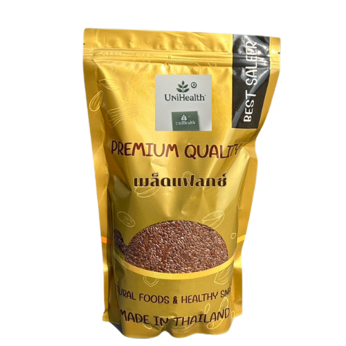 Unihealth Flaxseed เมล็ดแฟลกซ์ ออร์แกนิค เกรดพรีเมียม 1 กิโลกรัม | ธัญพืชอาหารคลีน เส้นใยสูง ไขมันดี