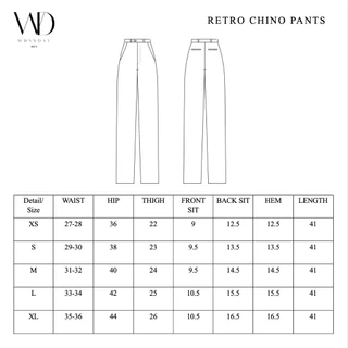 [ขายดี] กางเกงสแล็คชิโน่ขายาว ทรงขากระบอกเล็ก คลาสสิคและวินเทจ- WDNSDAY Retro Chino Pants