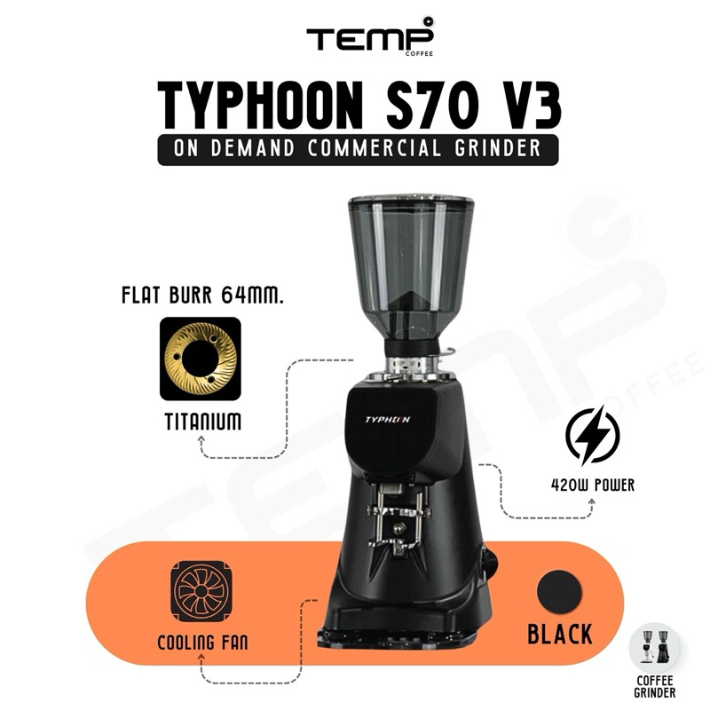 เครื่องบด TYPHOON S70 V3 สีดำใหม่ล่าสุด มีพัดลมระบายความร้อน รับประกันศูนย์ไทย 1 ปี