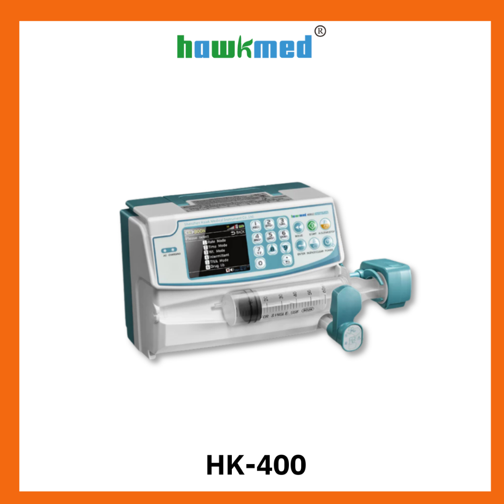 Hawkmed Syringe Pump เครื่องควบคุมการให้สารละลายด้วยกระบอกฉีดยา HK-400 [รับประกันตัวเครื่องนานถึง 1 ปี]