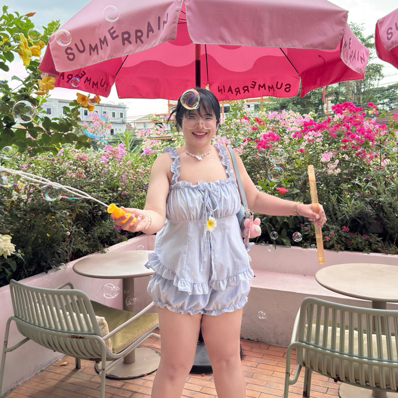 Mochi Set (โมจิเช็ต) เสื้อสายเดี่ยว+กางเกงขาสั้นทรงจั้มขา 🧋🍰🍫🍧 | Geebeety - รูปที่ 5