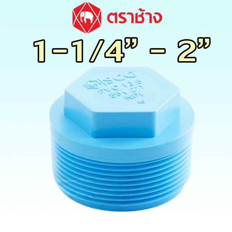 1-1/4" 1-1/2" 2" ปลั๊กอุดเกลียวนอก PVC สีฟ้า (13.5) ″SCG″ ของแท้