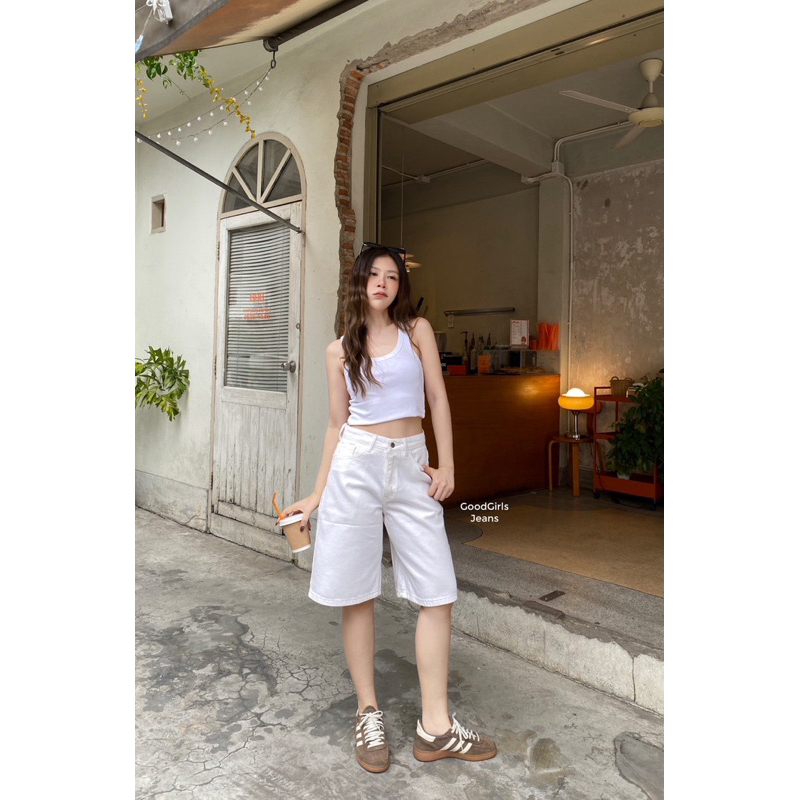 Olivine Shorts กางเกงยีนส์ขาสั้น 5 ส่วน ผ้าไม่ยืด ทรางสวย 🤎🤍💛 - รูปที่ 4