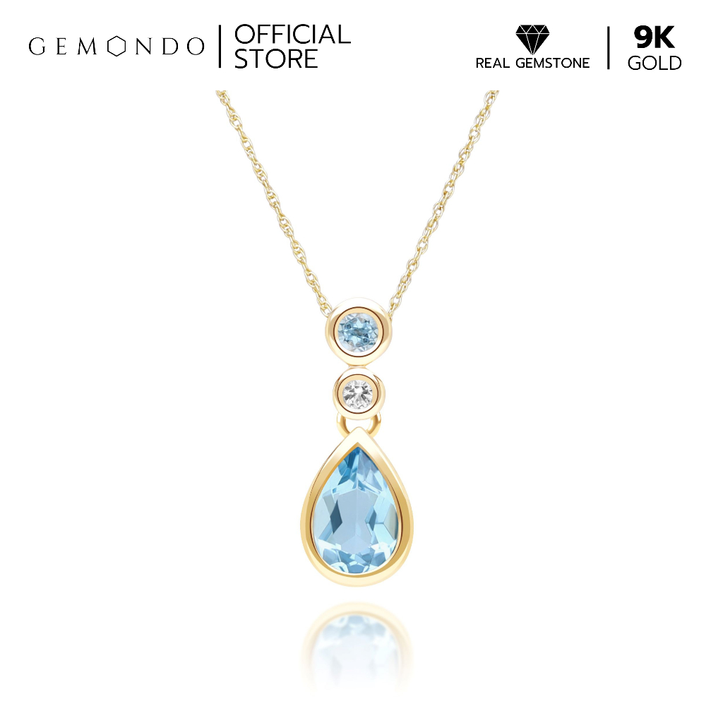 Gemondo จี้ทองคำ 9K ประดับบลูโทแพซทรงหยดน้ำ ดีไซน์โมเดิร์นคลาสสิก (ไม่รวมสร้อยคอ) ราคา ถูกที่สุด ดีลบีเคเค