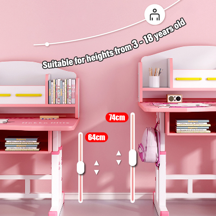 baby safety☁️โต๊ะเด็ก โต๊ะเขียนหนังสือเด็ก โต๊ะทำงานนักเรียน ปรับความสูงได้ 82-88 ซม 70/80CM - รูปที่ 3