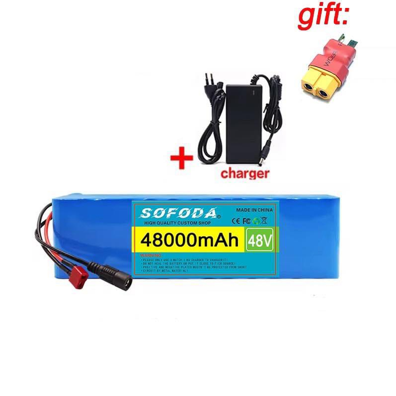 แบตเตอรี่ลิเธียม 48V 30AH/48AH/100AH แบตเตอรี่ 1000W E-bike 54.6V BMS + charger  แบตเตอรี่ไอออน Batt