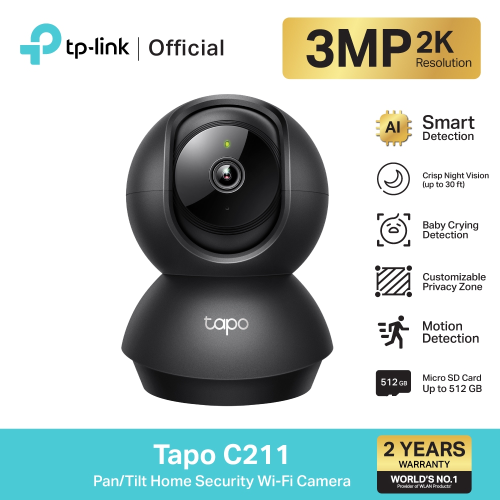 TP-Link Tapo C211 กล้องวงจรปิดไวไฟ Black Edition ความละเอียด 2K 3 MP Security Wi