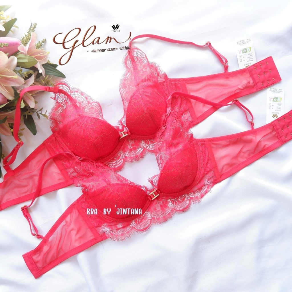 Wacoal Glam  WD3064  บราแต่งลูกไม้ ประดับเพชร