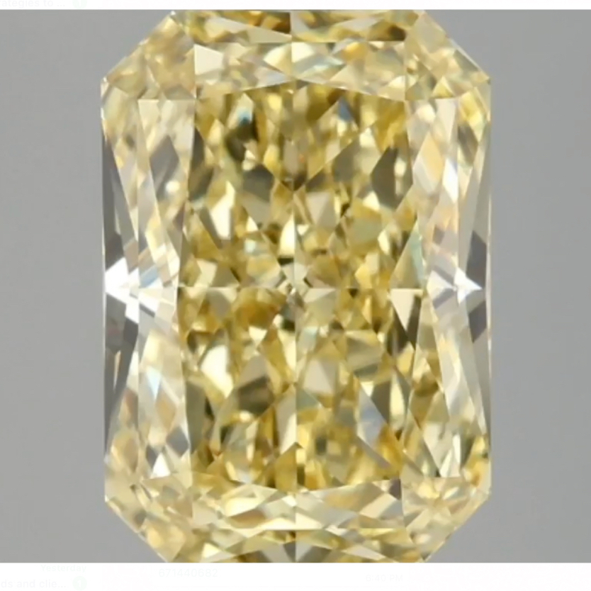 Lab Diamond 3 ct Radiant Fancy Vivid Yellow VVS2 - IGI Certified
