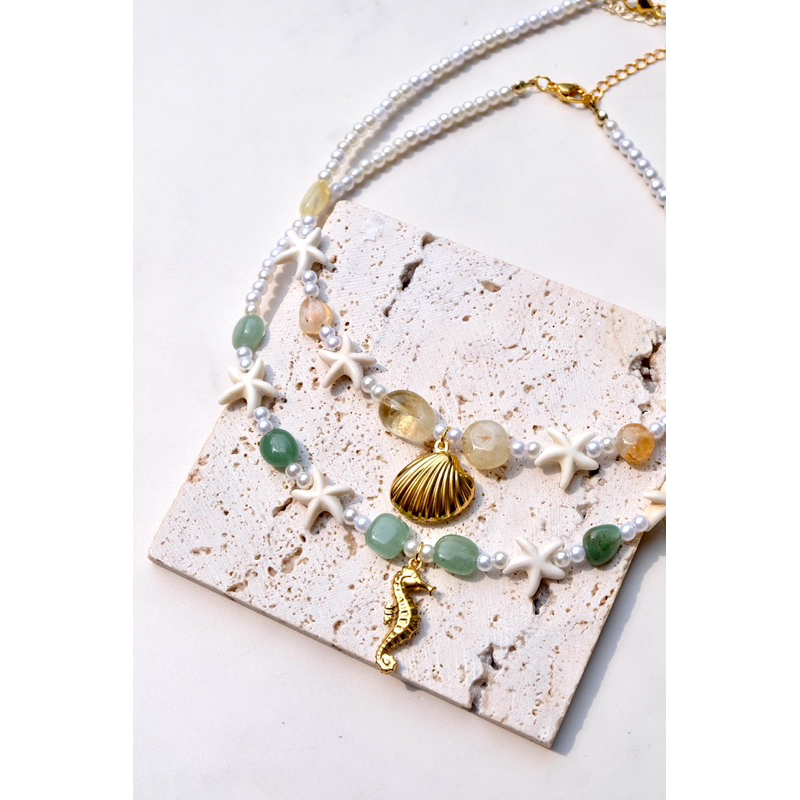 สร้อยคอใส่ไปทะเลลูกปัดมุก