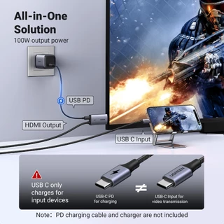 UGREEN USB-C to HDMI (4K/60Hz) Cable with PD 100W รองรับชาร์จเร็ว PD100W ยาว 2 M รุ่น 55330