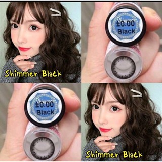 💋 มีค่าสายตา 💋✨ Shimmer Black  คอนแทคเลนส์ค่าอมน้ำสูง 60%✨ขน…