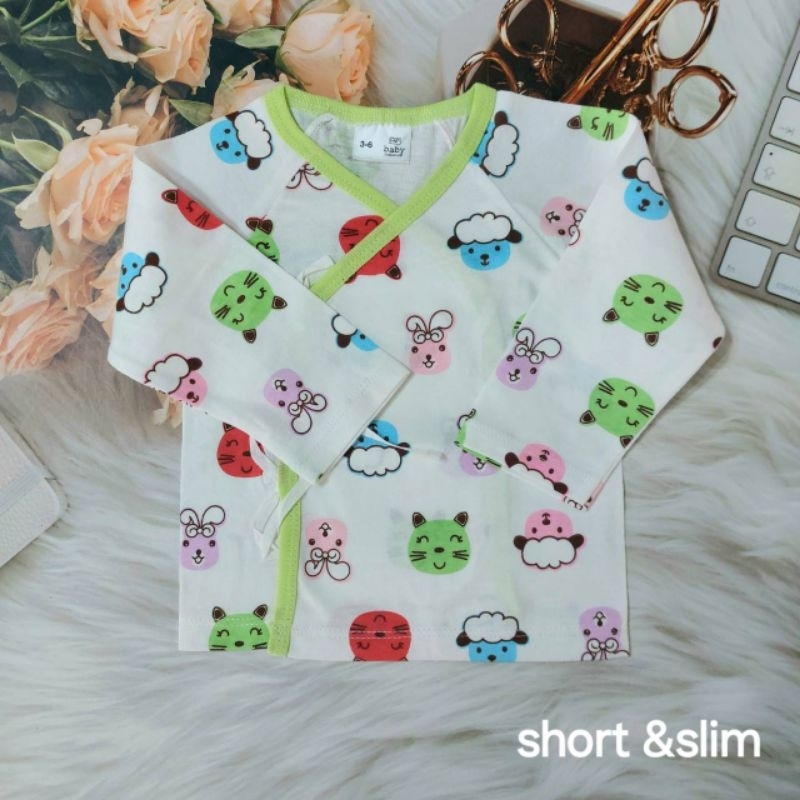 เสื้อเด็กผูกหน้าแขนยาว เสื้อเด็กแรกเกิด3-6เดือน