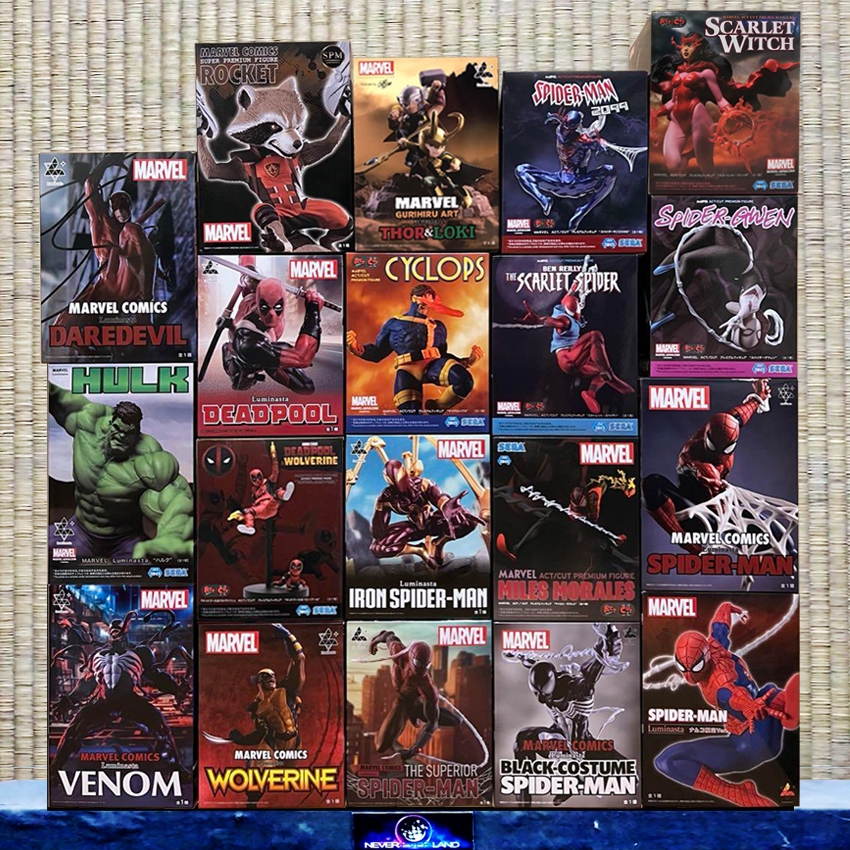 SEGA FIGURE: MARVEL COMICS - SPIDER MAN / DEADPOOL / THOR/ LOKI / HULK / SCARLET WITCH / CAPTAIN AME