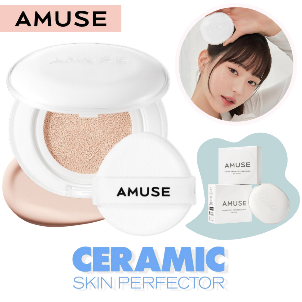 (🐳พร้อมส่ง) AMUSE Ceramic Skin Perfector Cushion 15g คุชชั่น กึ่งแมตต์ ผิวโกลว์ ดุจกระเบื้องเคลือบ