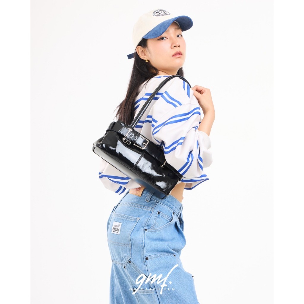 กระเป๋าสะพาย Maynie Gomatchfun กระเป๋าหนังแท้ หนังเงา