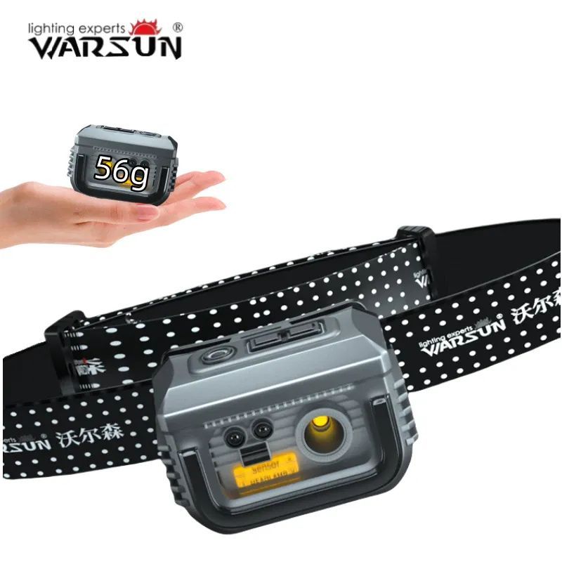 WARSUN SI88 ไฟฉายคาดหัว ชาร์จ Type-C ไฟหัวกันน้ำ มีเซ็นเซอร์ ไฟ 6 โหมด ปรับได้ 90 องศา
