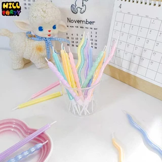เทียนวันเกิดสีพาสเทลเคลือบมุก เทียนเกลียวพาสเทลสั้น มี3แบบ สวยแวววาว(พร้อมส่ง)