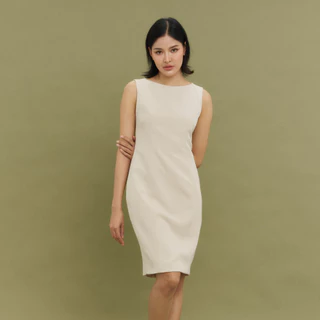 (ความยาว 38 นิ้ว) Miss Office เดรสแขนกุดทรงดินสอ (MD-101)