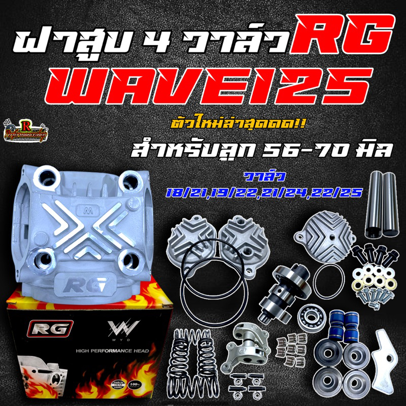 ฝาสูบRG 4วาล์ว Wave125S/R/X/iบังลม Msx W125Led วาล์ว18/21 19/22 21/24 22/25 พร้อมอุปกรณ์ครบชุด ตัวใหม่ล่าสุด!!
