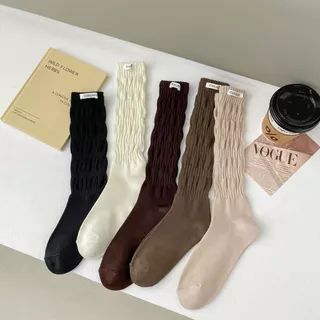 ถุงเท้าผู้หญิงสไตล์ญี่ปุ่น JK ถุงเท้าแฟชั่นสำหรับผู้หญิง สีทึบ วัสดุผ้าฝ้ายแท้ นุ่มสบาย