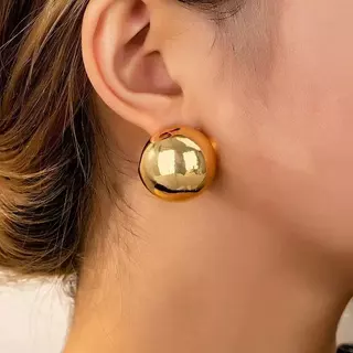 ต่างหูทอง earring ตุ้มหูห่วง ประเภทลูกบอล ต่างหูห่วง หรูหรา jewelry accessories สําหรับผู้หญิง สําหรับผู้หญิง 92.5%เข็มเ