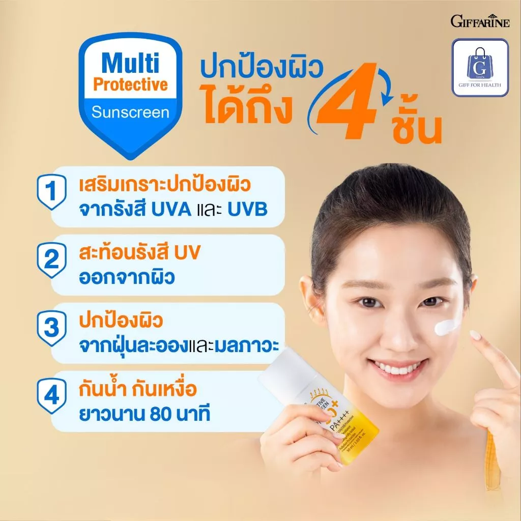 ครีมกันแดด ครีมทาหน้า ครีมกันแดดทาหน้า spf50 pa++++ กันแดดกิฟฟารีน sunscreen ซันสกรีน สกินแคร์ thumbnail 3