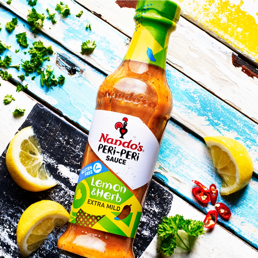 Nandos Lemon & Herb Extra Mild PERi-PERi Sauce 250g - นันโด เพริ เพริ ซอส เลม่อน เเอนด์ เฮิร์บ เอ็กต