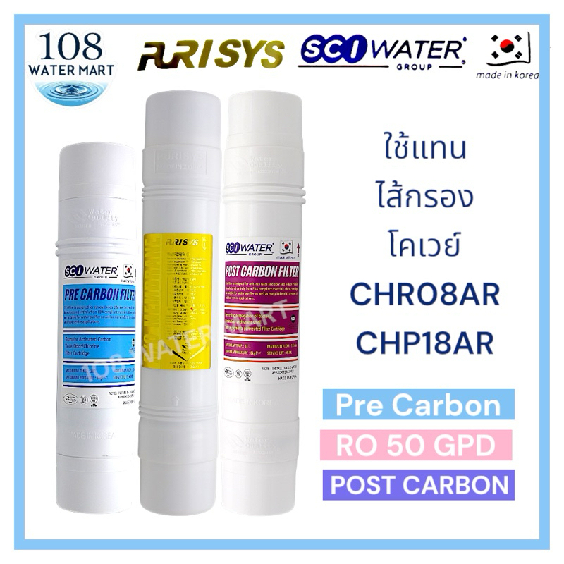 ชุดไส้กรอง 3 ชิ้น RO 80GPD FT Korea SCI water อาร์โอ ใช้แทนไส้กรอง Coway CHR08AR CHR03AR/L CHP18AR - รูปที่ 5