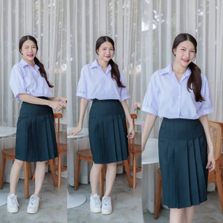 กระโปรงนักเรียนทรงแคบ สีกรมเข้ม-สีดำ ผ้าดีวาย ความยาว 22 - 26” เอว 23-32 “ทรงสวย รีดง่าย มีกระเป๋าลับใส่โทรศัพท์