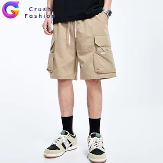 Crush ผู้ชาย กางเกงคาร์โก้ขาสั้น ทรงหลวม พลัสไซซ์ แฟชั่นฤดูร้อน สไตล์เกาหลี ไซซ์ L - 5XL กางเกงขาสั้นผู้ชาย