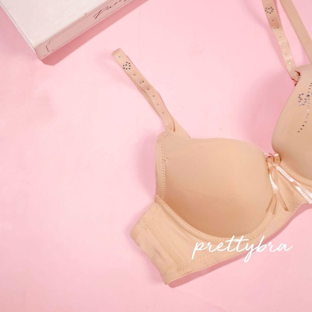 เสื้อในมีโครงฟองน้ำบาง ทรงเต้าเล็ก ประดับเพชร#keeya5505