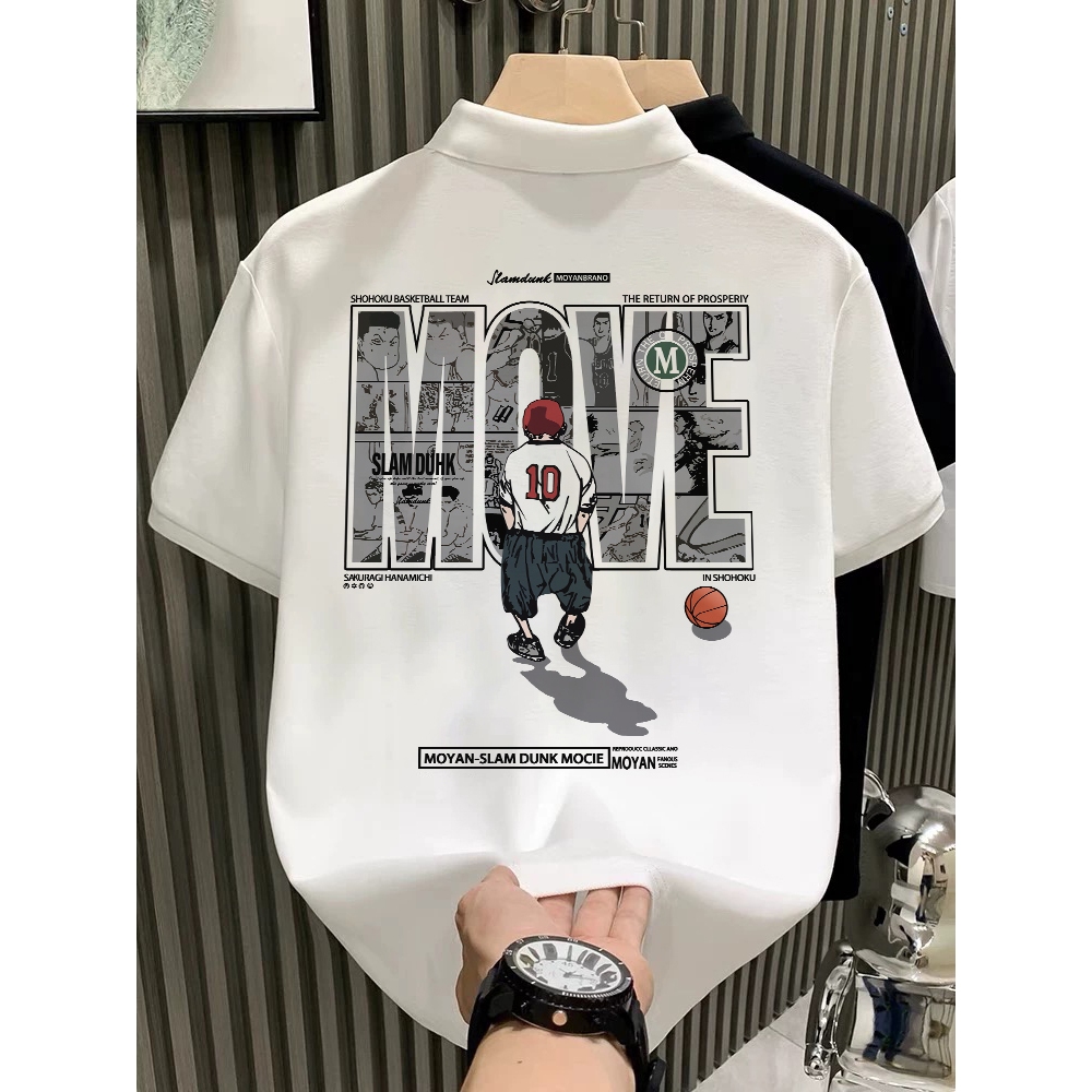 Basi💥POLO คอปก เสื้อโปโลผู้ชาย ลาย MOVE นุ่ม และระบายอากาศ ไม่หดตัวลาย เกรดพรีเมียม ผ้า 📦พร้อมส่ง