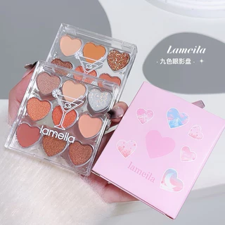 NO.5176 พาเลตต์อายแชโดว์ 9 สี เนื้อแมตต์ มุก ควัน ติดทนนาน กันน้ํา แต่งหน้า ตา เหมาะสําหรับวันหยุด วันวาเลนไทน์ ปาร์ตี้