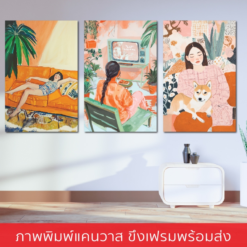 MMPT-ภาพแต่งบ้านกรอบลอย ภาพพิมพ์แคนวาสขึงเฟรมไม้