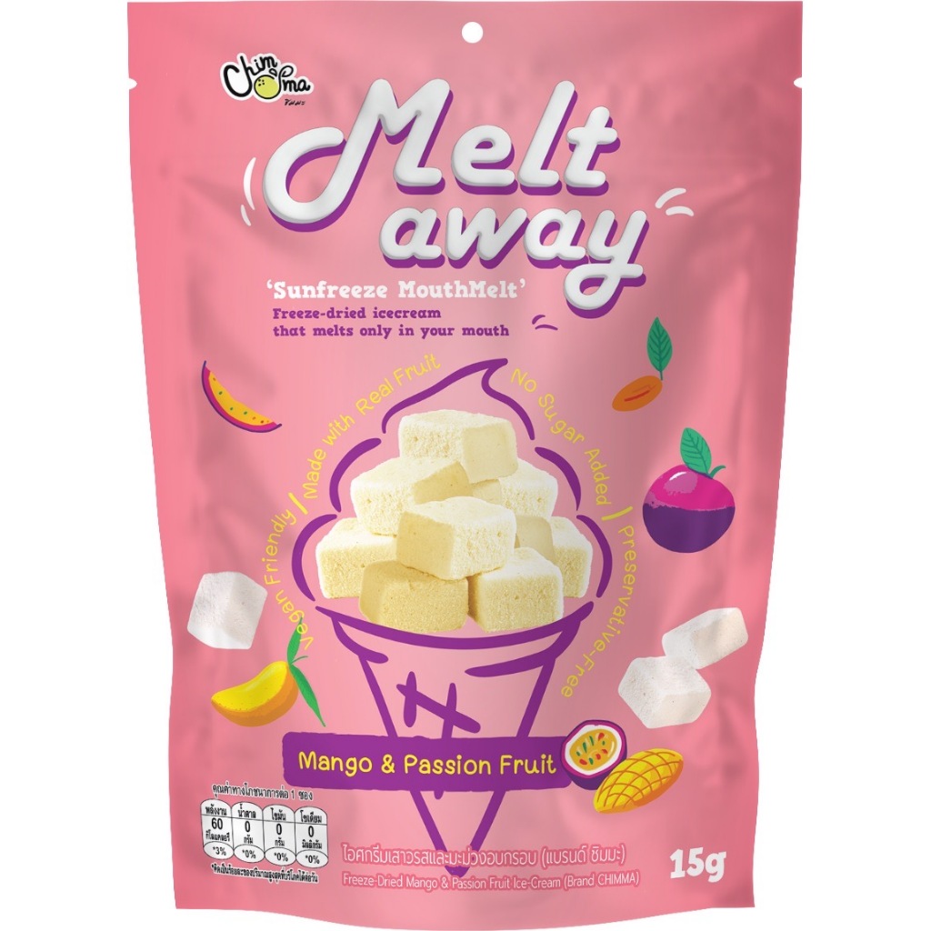 ชิมมะขนมไอศกรีมอบกรอบรสมะม่วงเสาวรส ( Chimma Melt Away Icecream Freeze Dried Mango Passion Fruit )