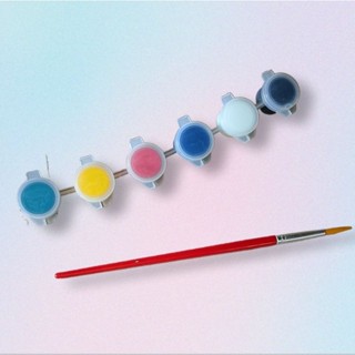 ชุดสีน้ำ 6 สี พร้อมแปรง ระบายสีภาพวาด ระบายสีปูนปั้น ครบชุดง…