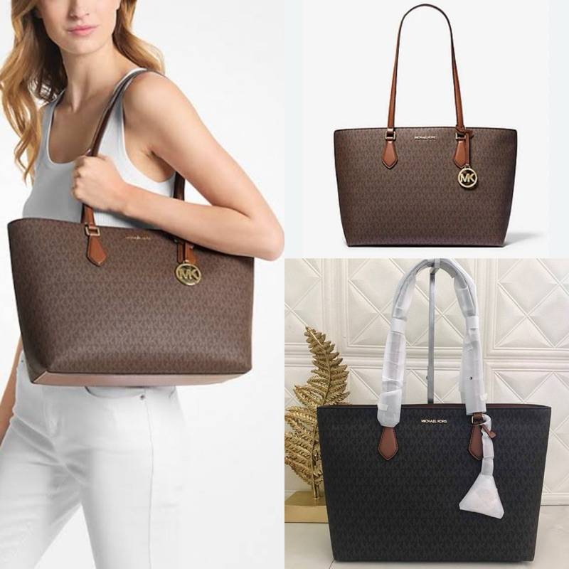 ✅🎀(สด-ผ่อน) เอ็มแค 35S4G6HT9B SHEILA LARGE SIGNATURE LOGO TOTE BAG โททช็อปปิ้งเชล่าน้ำตาล