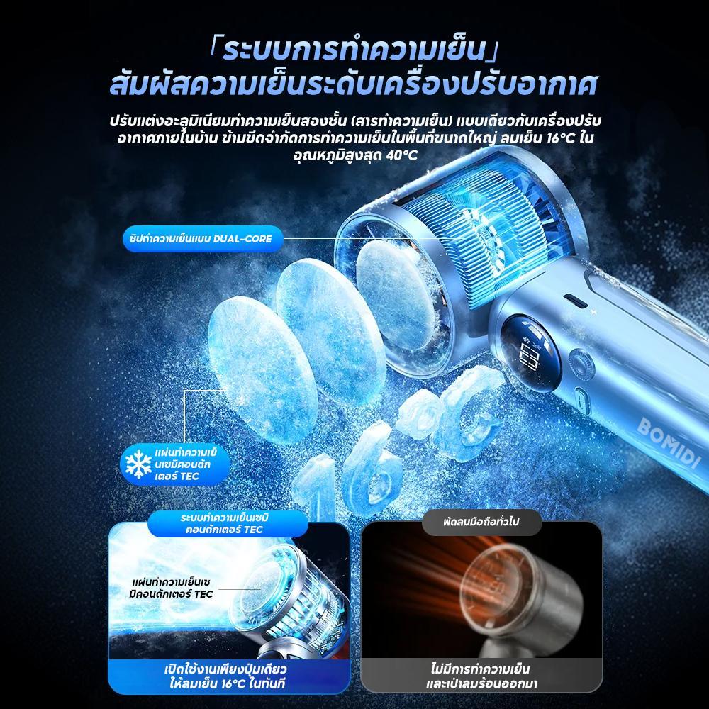 Bomidi พัดลมพกพา พัดลมไอเย็น MF01 ปรับระดับได้ 100 ระดับ พัดลมมือถือ ชาร์จใหม่ได้ ใช้งานได้ 15 ชม ราคา ถูกที่สุด ดีลบีเคเค แกลเลอรีภาพที่ 4