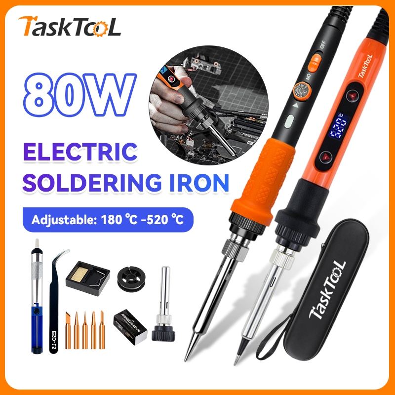 TASKTOOL หัวแร้งบัดกรี 80W 220V หัวแร้งปรับได้ 180-520 องศา หน้าจอ LED หัวแร้งพลังสูง หัวแร้งไฟฟ้า