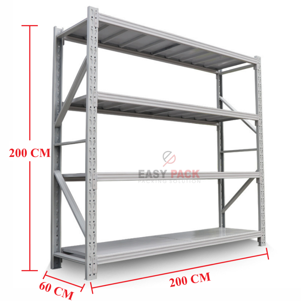 ชั้นวางของ 4ชั้น เหล็ก 200cm*200cm*60cm วางสินค้าวางของในครัว เหล็กฉาก ใช้โกดัง warehouse shelf