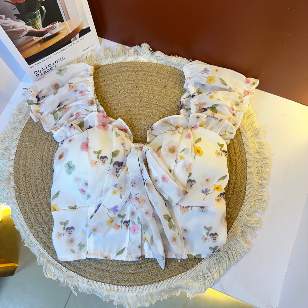 เสื้อครอป ผ้าชีฟอง เสริมฟองน้ำ ป้ายIdea อก28-36" ยาว 15"