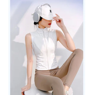 ArayaLady เสื้อแจ๊คเก็ตแขนกุดออกกำลังกาย เสื้อกล้ามกีฬามีซิปรูด AT-JYMW041
