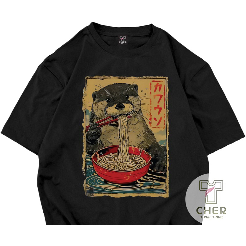 เสื้อยืดสกรีนลาย แมวน้ำกินบมี่ มีหลายสีให้เลือก เนื้อผ้าcotton100%ใสสบายใส่ได้ทั้งหญิงและชาย