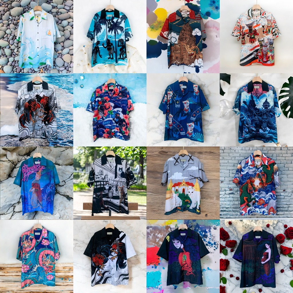 เสื้อฮาวาย FOREKEN เสื้อเชิ้ตฮาวาย เสื้อแขนสั้น สินค้ามาใหม่ พร้อมส่ง