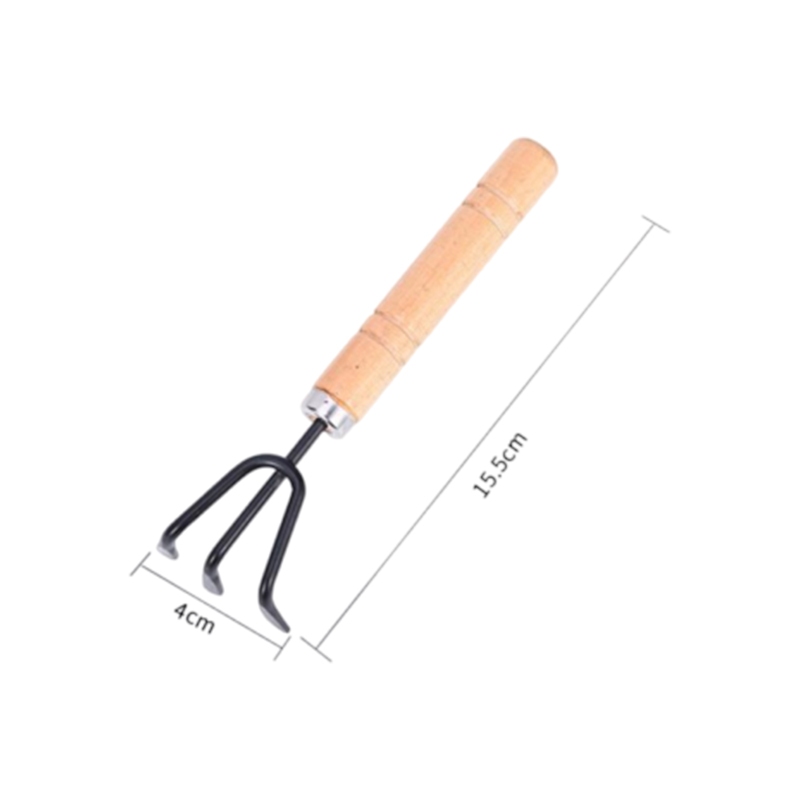 คราด 3 ซี่ ด้ามไม้ ขนาด 15.5 * 4 cm